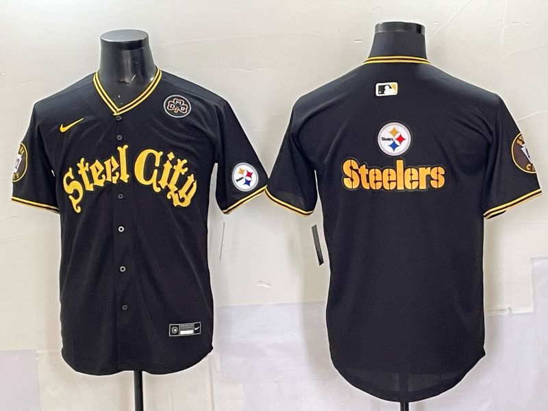 Men 2025 Nike Pittsburgh Steelers Blank Black Limited NFL Jersey style 0061